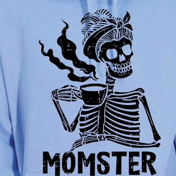 Momster Skeleton Coffee Funny Halloween Mom Mama Cute Gift Unisex Surf Hoodie