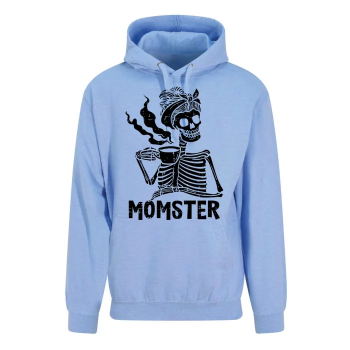 Momster Skeleton Coffee Funny Halloween Mom Mama Cute Gift Unisex Surf Hoodie