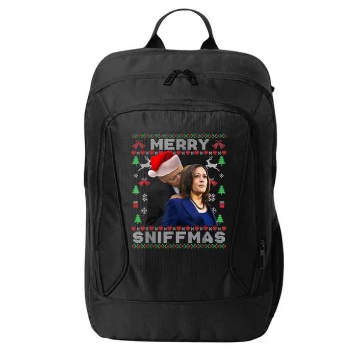 Merry Sniffmas Christmas Anti Biden Kamala Ugly Xmas Sweater City Backpack