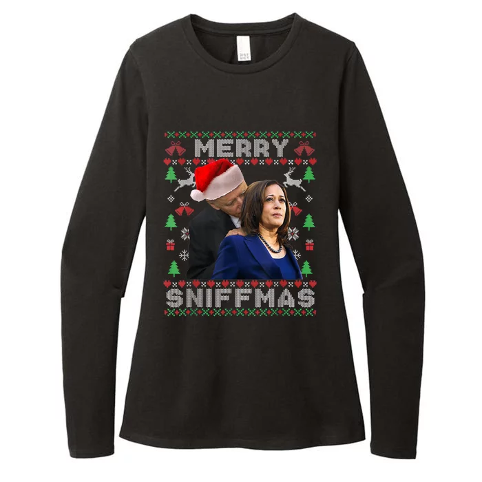 Merry Sniffmas Christmas Anti Biden Kamala Ugly Xmas Sweater Womens CVC Long Sleeve Shirt