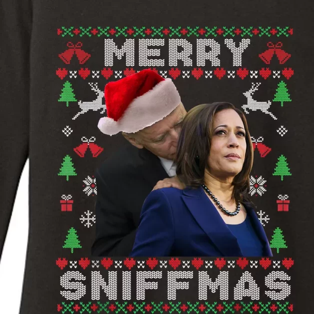 Merry Sniffmas Christmas Anti Biden Ugly Christmas Sweater Great Gift Womens CVC Long Sleeve Shirt