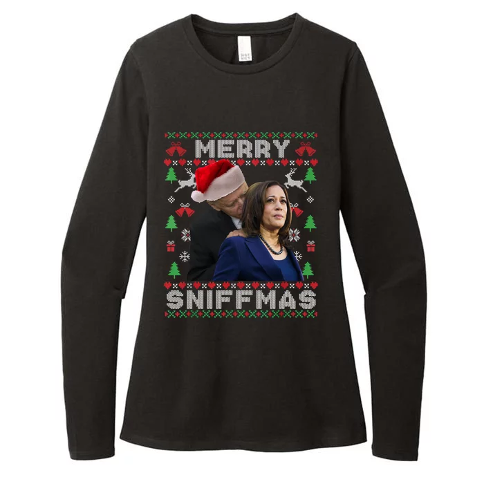 Merry Sniffmas Christmas Anti Biden Ugly Christmas Sweater Great Gift Womens CVC Long Sleeve Shirt