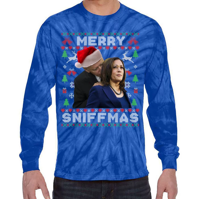 Merry Sniffmas Christmas Anti Biden Ugly Christmas Sweater Great Gift Tie-Dye Long Sleeve Shirt