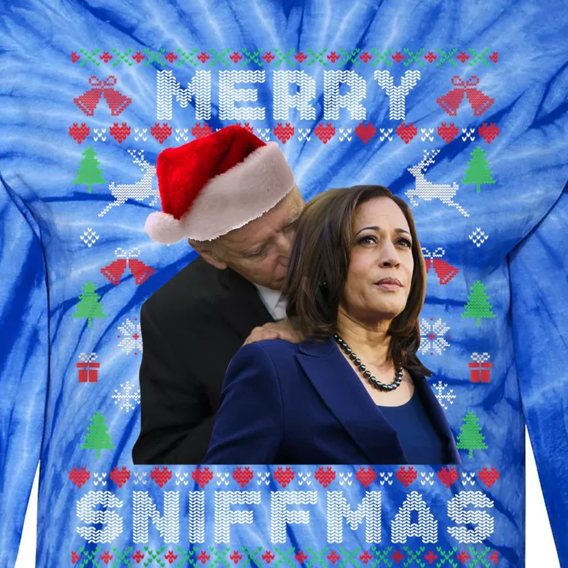 Merry Sniffmas Christmas Anti Biden Ugly Christmas Sweater Great Gift Tie-Dye Long Sleeve Shirt