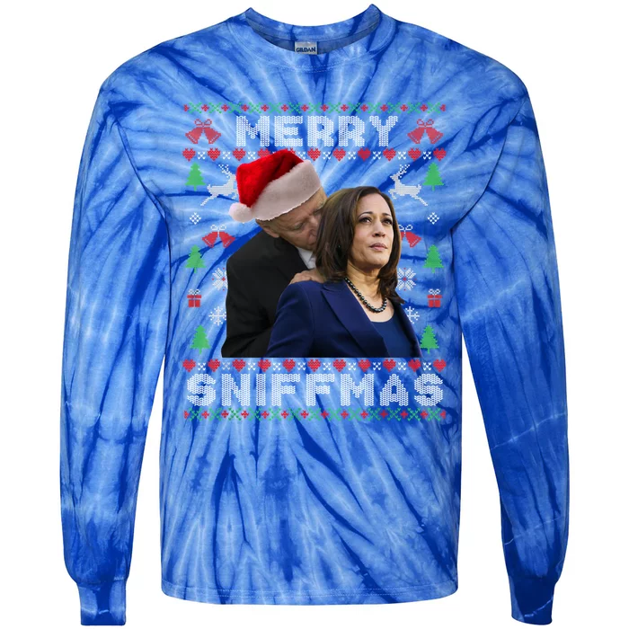 Merry Sniffmas Christmas Anti Biden Ugly Christmas Sweater Great Gift Tie-Dye Long Sleeve Shirt