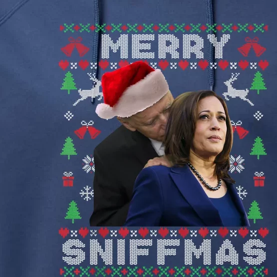 Merry Sniffmas Christmas Anti Biden Ugly Christmas Sweater Great Gift Performance Fleece Hoodie