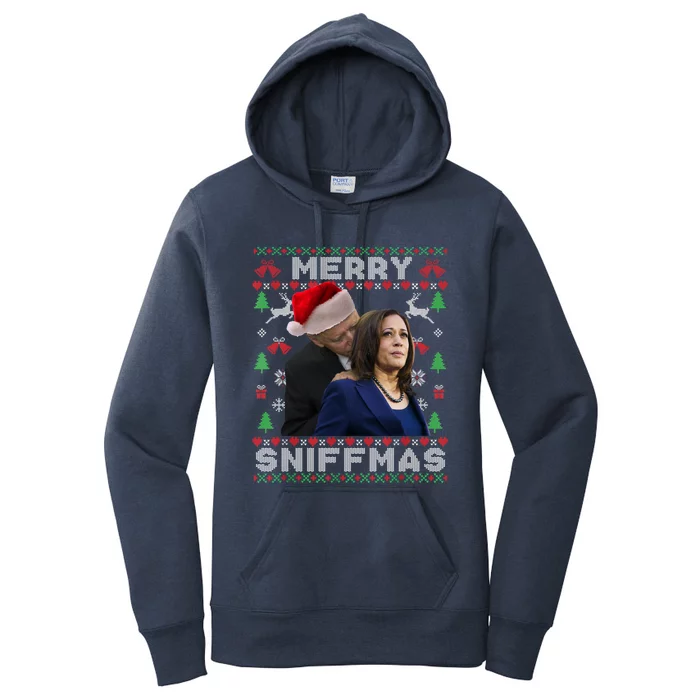 Merry Sniffmas Christmas Anti Biden Ugly Christmas Sweater Great Gift Women's Pullover Hoodie