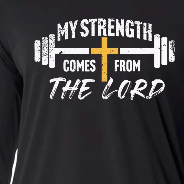 My Strength Christian Bible Verse Gym Workout Cooling Performance Long Sleeve Crew