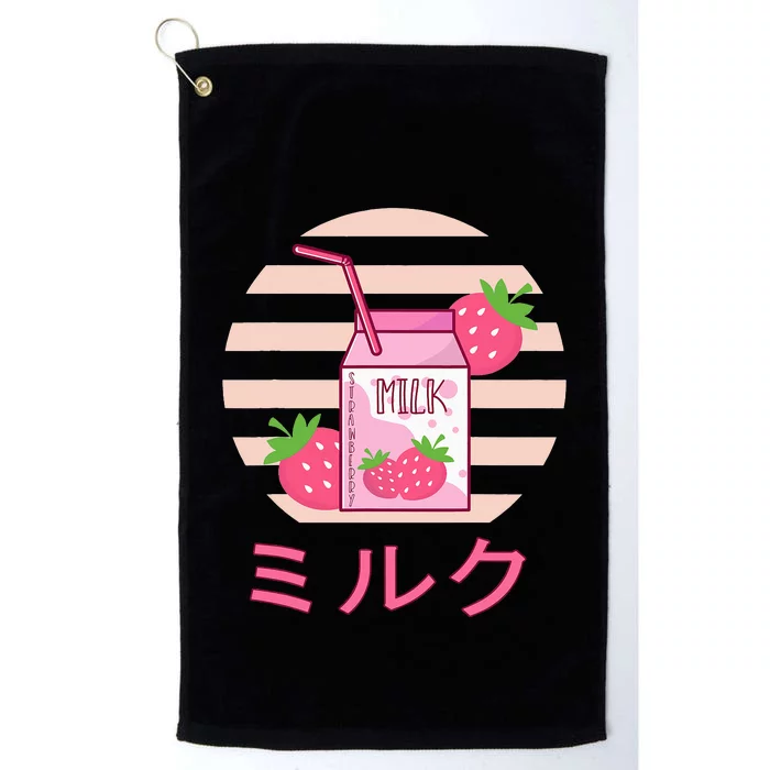 Milk Shake Carton Funny Japanese Kawaii Strawberry Retro 90s Platinum Collection Golf Towel