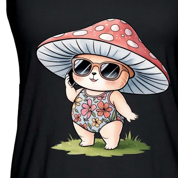 Mushroom Summer Chic Natureinspired Boho Style Ladies Essential Flowy Tank