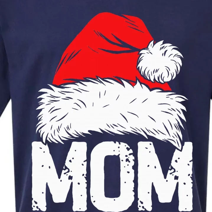 Mom Santa Christmas Family Matching Pajamas Mama Xmas Mother Short Sleeve Sueded Cloud Jersey T-Shirt