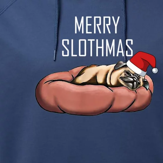 Merry Slothmas Christmas Sloth Pajamas Santa Hat Xmas Sloth Meaningful Gift Performance Fleece Hoodie