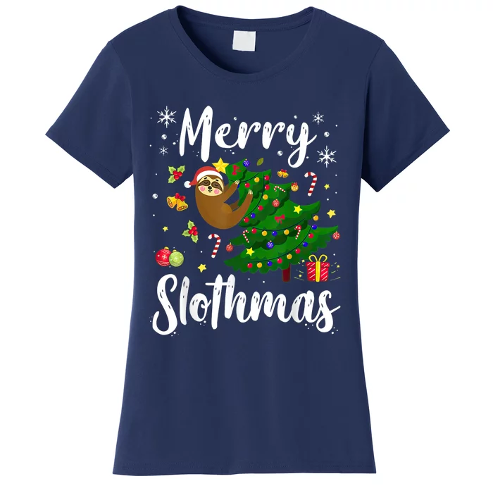 Merry Slothmas Christmas Sloth Lover Xmas Pajamas Christmas Women's T-Shirt