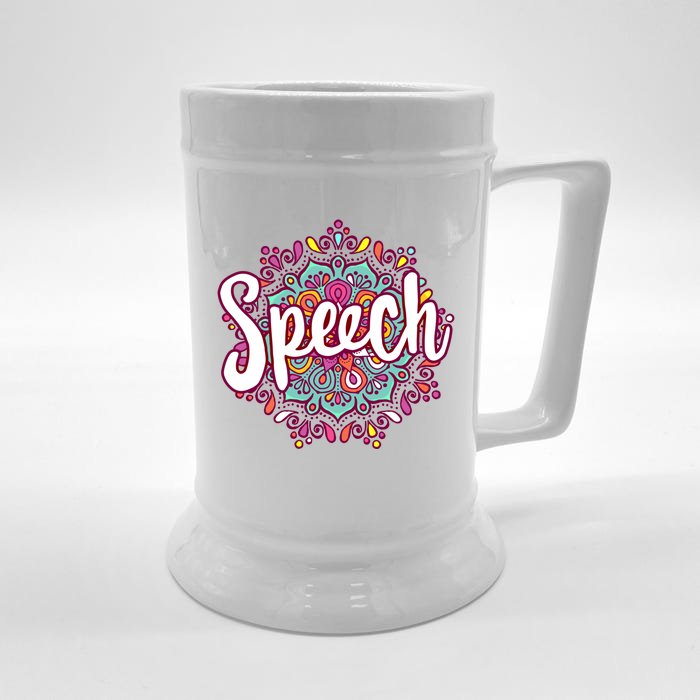 Mandala Speech Cute Therapist Therapy Speechgiftlanguage Slp Gift Front & Back Beer Stein