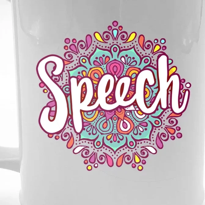 Mandala Speech Cute Therapist Therapy Speechgiftlanguage Slp Gift Front & Back Beer Stein