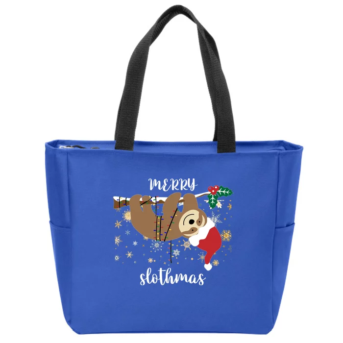 Merry Slothmas Christmas For Sloth Lovers Funny Gift Zip Tote Bag