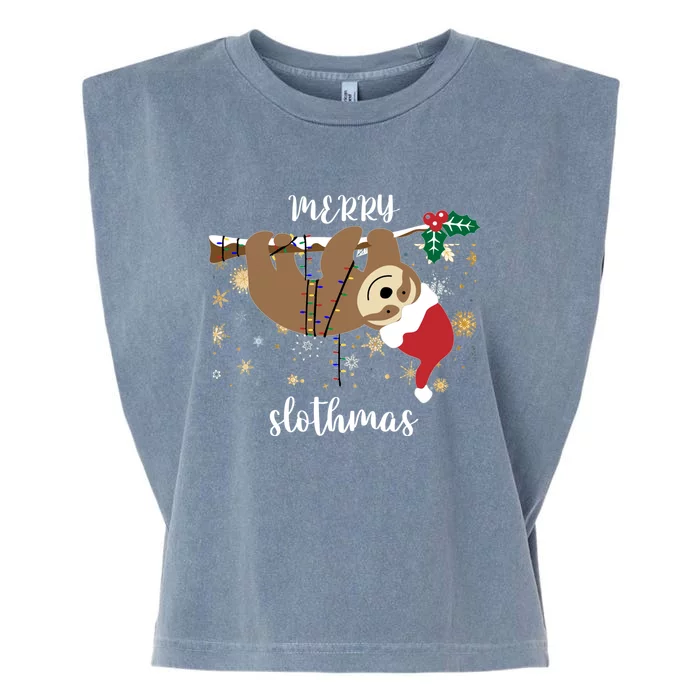 Merry Slothmas Christmas For Sloth Lovers Funny Gift Garment-Dyed Women's Muscle Tee