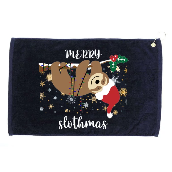 Merry Slothmas Christmas For Sloth Lovers Funny Gift Grommeted Golf Towel