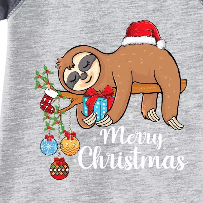 Merry Slothmas Cute Xmas Sloth Santa Hat Christmas Sloth Infant Baby Jersey Bodysuit