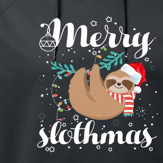 Merry Slothmas Christmas Pajama For Sloth Lovers Performance Fleece Hoodie