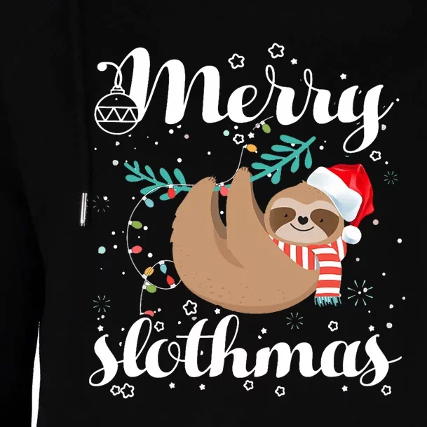 Merry Slothmas Christmas Pajama For Sloth Lovers Womens Funnel Neck Pullover Hood