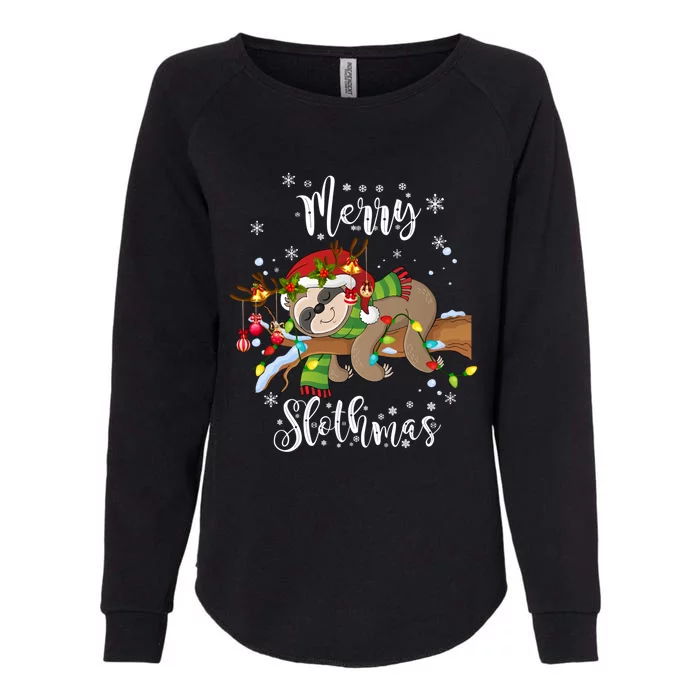 Merry Slothmas Christmas Funny Cute Sloth Gift Womens California Wash Sweatshirt