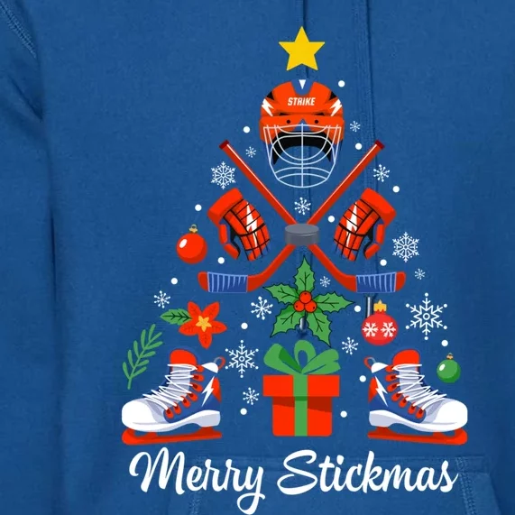 Merry Stickmas Christmas Stick Hockey Xmas Tree Cool Gift Premium Hoodie