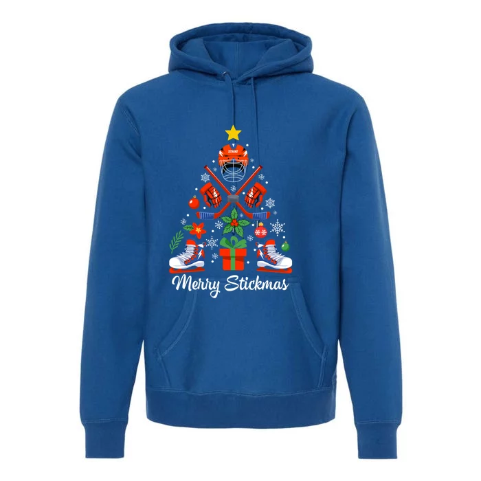 Merry Stickmas Christmas Stick Hockey Xmas Tree Cool Gift Premium Hoodie