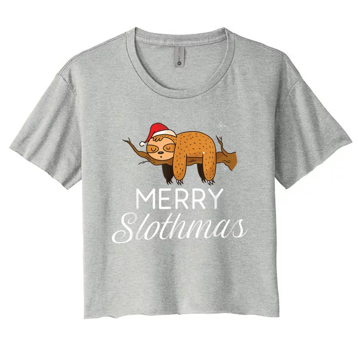 Merry Slothmas Christmas Funny Cute Sloth Gift Women's Crop Top Tee