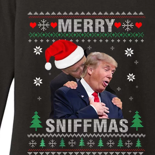 Merry Sniffmas Christmas Anti Biden Ugly Christmas Sweater Womens CVC Long Sleeve Shirt