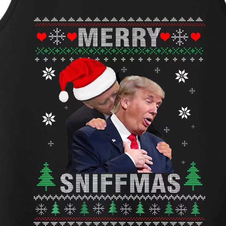 Merry Sniffmas Christmas Anti Biden Ugly Christmas Sweater Performance Tank