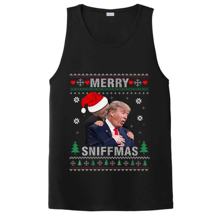 Merry Sniffmas Christmas Anti Biden Ugly Christmas Sweater Performance Tank