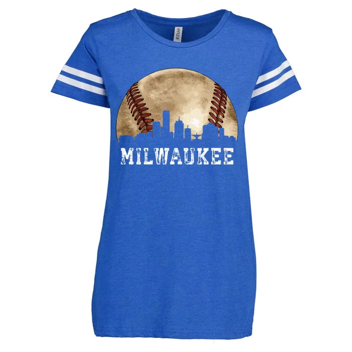 Milwaukee Skyline City Vintage Baseball Lover Enza Ladies Jersey Football T-Shirt