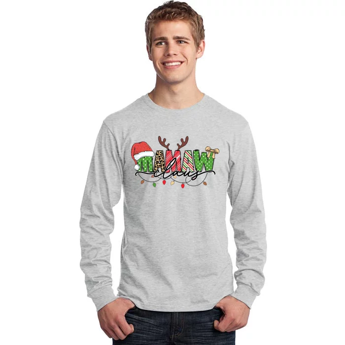 Mamaw Santa Claus Christmas Lights Pajama Family Matching Cool Gift Tall Long Sleeve T-Shirt