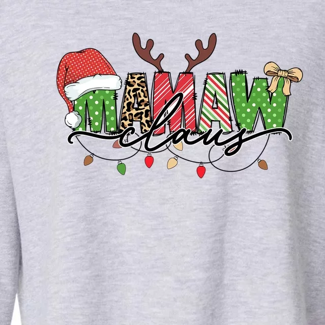 Mamaw Santa Claus Christmas Lights Pajama Family Matching Cool Gift Cropped Pullover Crew