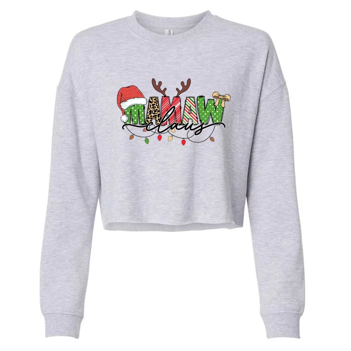 Mamaw Santa Claus Christmas Lights Pajama Family Matching Cool Gift Cropped Pullover Crew