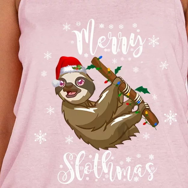 Merry Slothmas Christmas Funny Sloth Gift Women's Knotted Racerback Tank