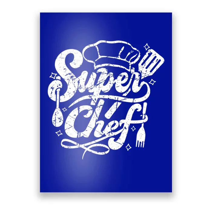 Men Super Chef Design Mom Dad Loves Cooking Foods Funny Gift Poster