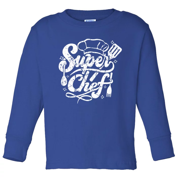 Men Super Chef Design Mom Dad Loves Cooking Foods Funny Gift Toddler Long Sleeve Shirt