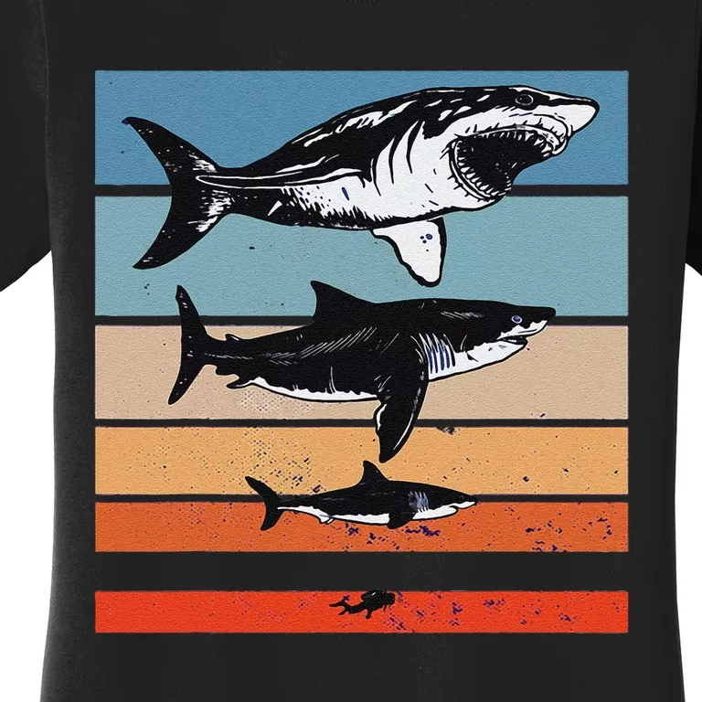 Megalodon Size Comparison Sharks Giant Prehistoric Diver Women's T-Shirt