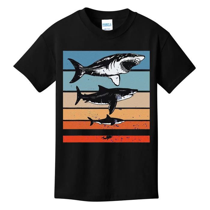 Megalodon Size Comparison Sharks Giant Prehistoric Diver Kids T-Shirt