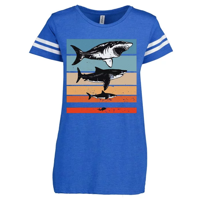 Megalodon Size Comparison Sharks Giant Prehistoric Diver Enza Ladies Jersey Football T-Shirt