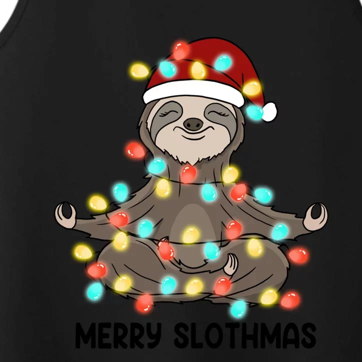 Merry Slothmas Christmas Sloth Pajamas Santa Hat Xmas Sloth Gift Performance Tank