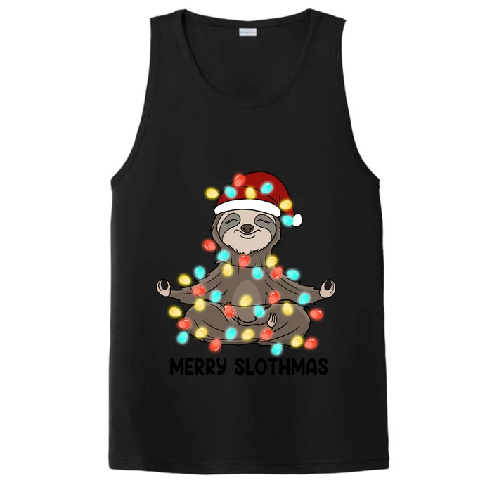 Merry Slothmas Christmas Sloth Pajamas Santa Hat Xmas Sloth Gift Performance Tank