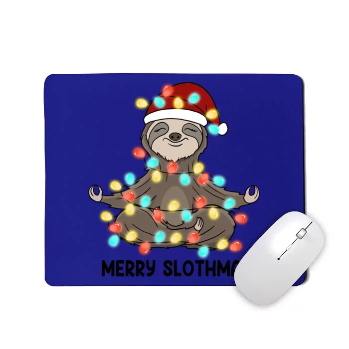 Merry Slothmas Christmas Sloth Pajamas Santa Hat Xmas Sloth Gift Mousepad