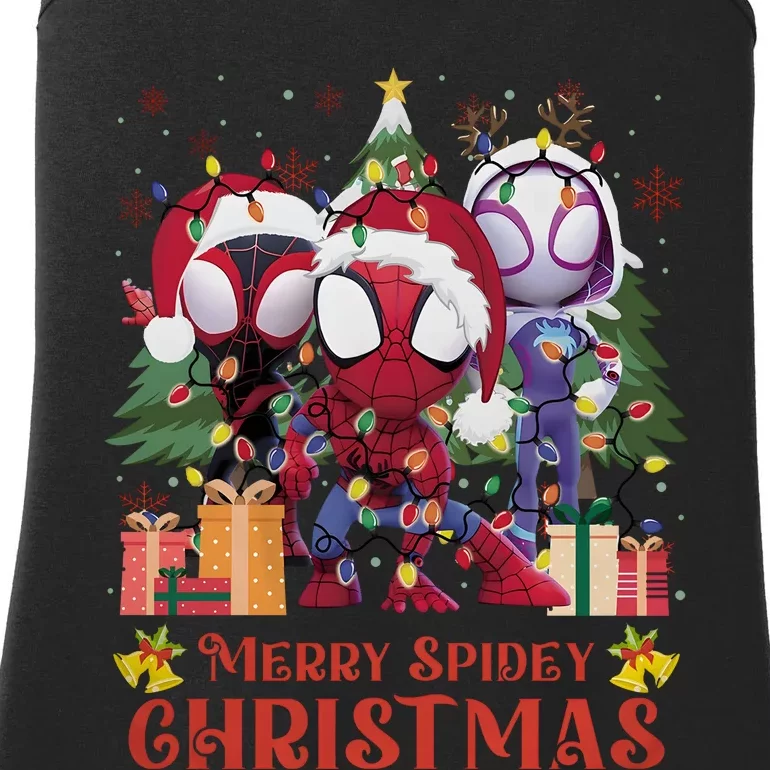 Merry Spidey Christmas Funny Super Hero Santa Claus Ladies Essential Tank