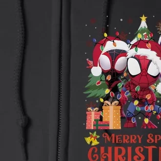 Merry Spidey Christmas Funny Super Hero Santa Claus Full Zip Hoodie