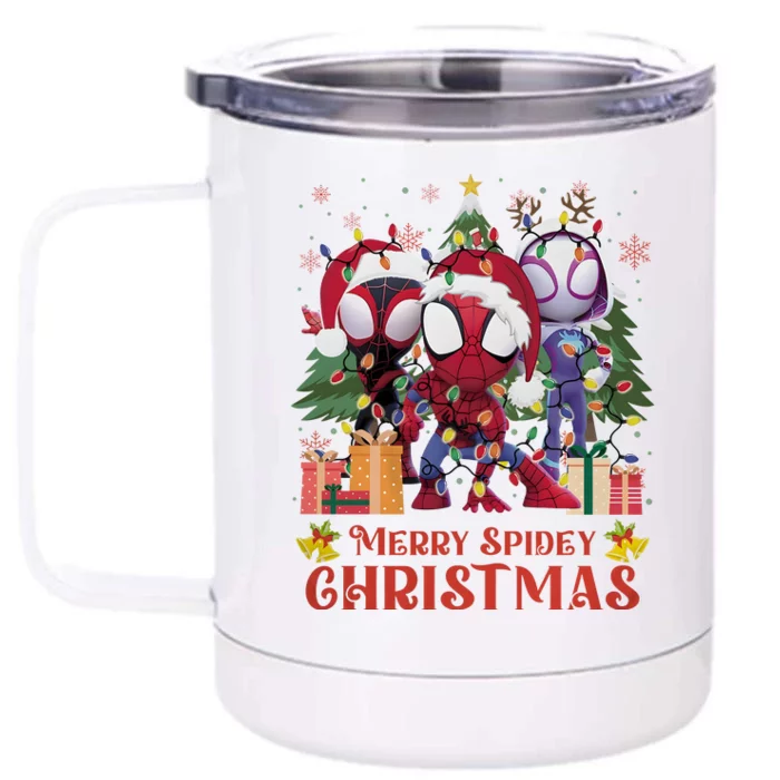 Merry Spidey Christmas Funny Super Hero Santa Claus Front & Back 12oz Stainless Steel Tumbler Cup