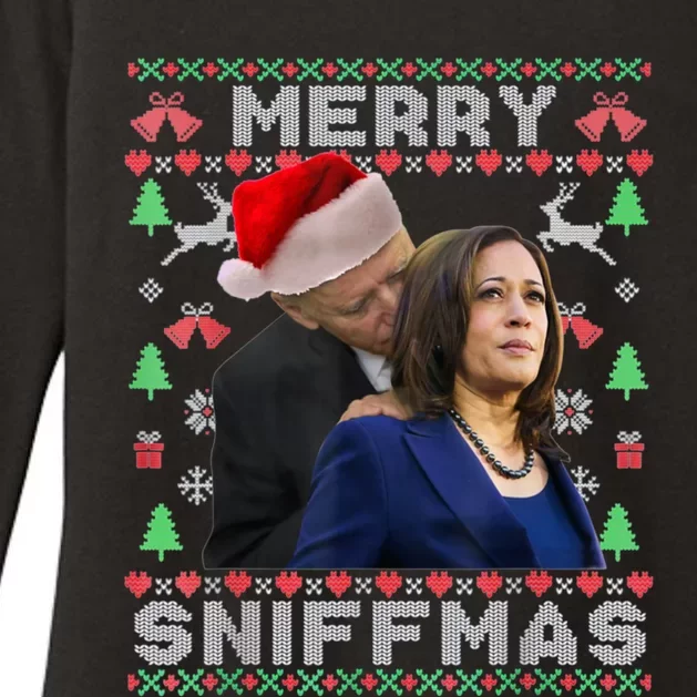 Merry Sniffmas Christmas Anti Biden Ugly Christmas Sweater Womens CVC Long Sleeve Shirt