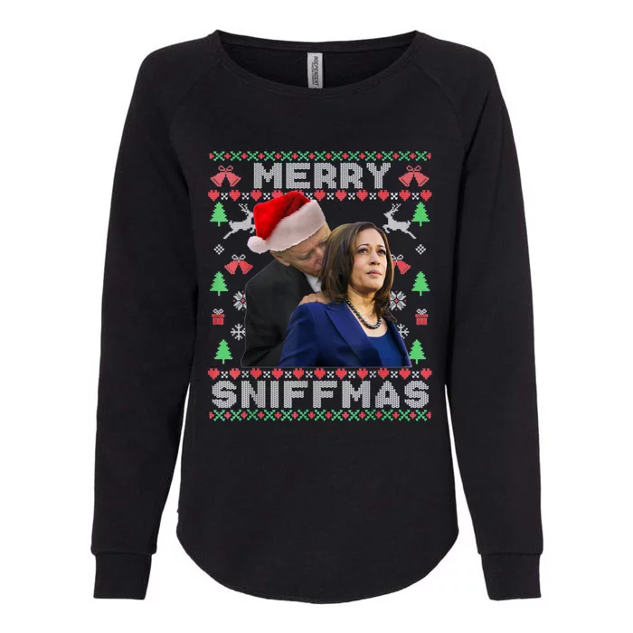 Merry Sniffmas Christmas Anti Biden Ugly Christmas Sweater Womens California Wash Sweatshirt